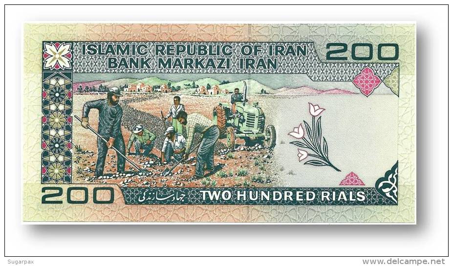 IRAN - 200 Riyals ( 1982 -  ) Pick 136.c Sign. 28 Unc. Serie 38/15 - Wmk Khomeimi - Islamic Republic - Iran