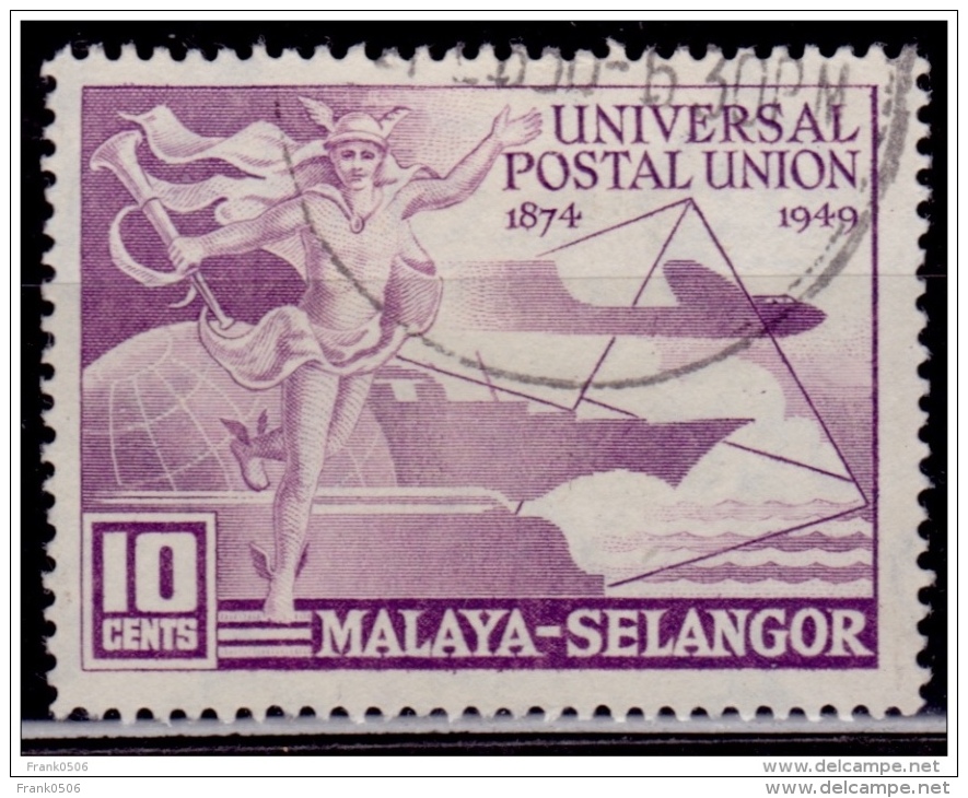 Malaya, Selangor 1949, UPU Issue, 10c, Scott# 76 Used - Selangor