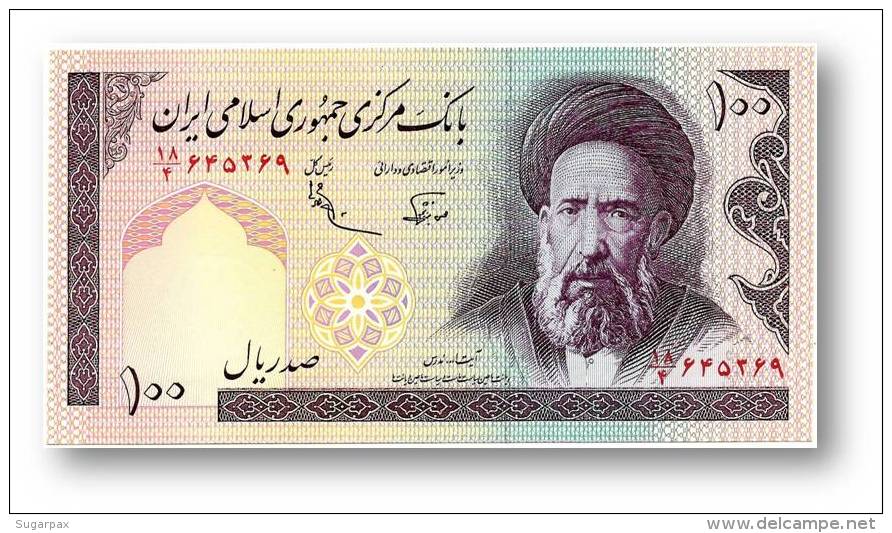 IRAN - 100 Riyals ( 1985 -  ) Pick 140.d Sign. 25 Unc. Serie 18/4 - Wmk Arms - Islamic Republic Ayatollah Moddaress - Iran