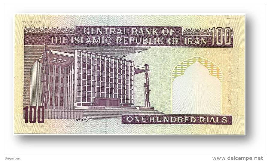 IRAN - 100 Riyals ( 1985 -  ) Pick 140.d Sign. 25 Unc. Serie 17/4 - Wmk Arms - Islamic Republic Ayatollah Moddaress - Irán