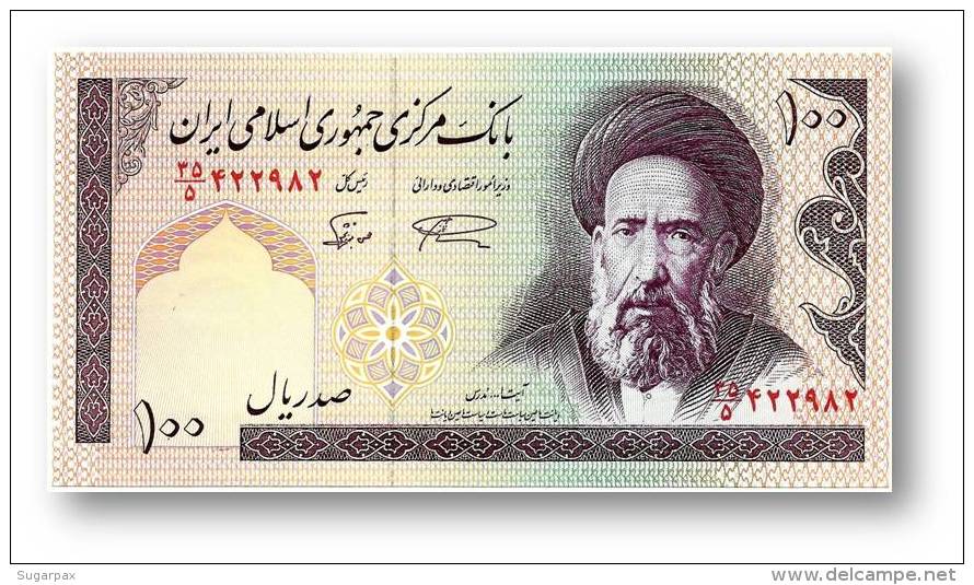 IRAN - 100 Riyals ( 1985 -  ) Pick 140.f Sign. 28 Serie 35/5 Unc.- Wmk Khomeini - Islamic Republic Ayatollah Moddaress - Iran