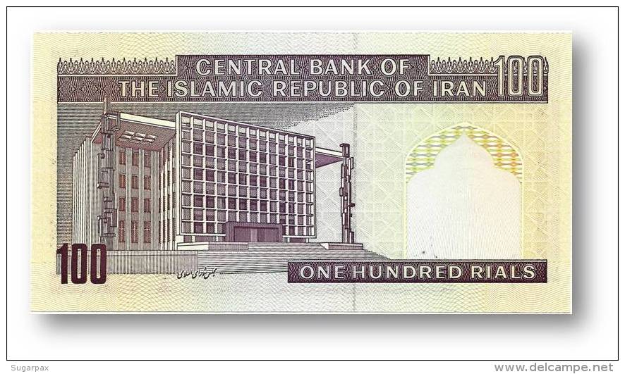 IRAN - 100 Riyals ( 1985 -  ) Pick 140.f Sign. 28 Serie 49/5 Unc.- Wmk Khomeini - Islamic Republic Ayatollah Moddaress - Irán