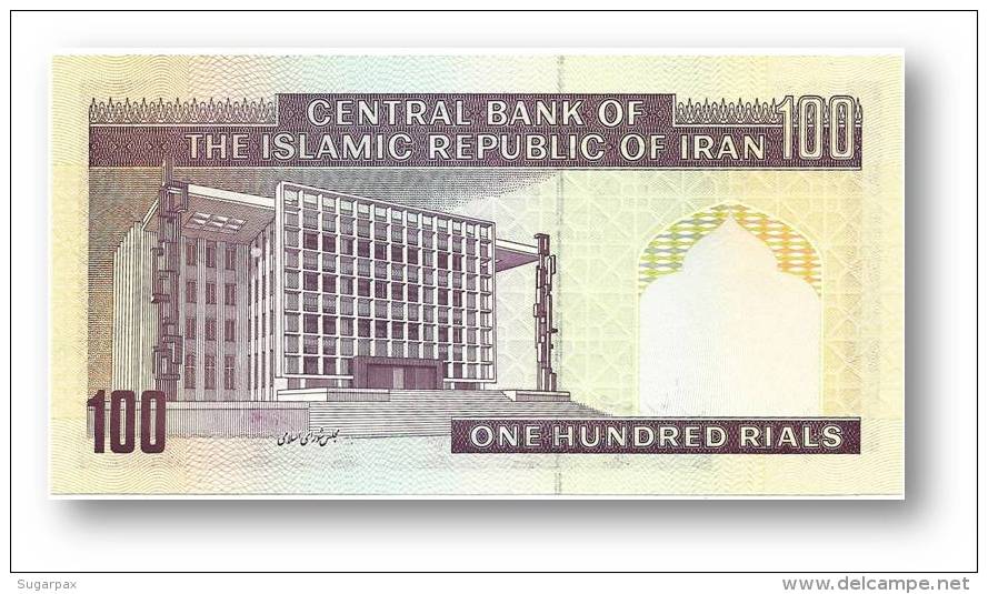 IRAN - 100 Riyals ( 1985 -  ) Pick 140.f Sign. 28 Serie 82/4 Unc.- Wmk Khomeini - Islamic Republic Ayatollah Moddaress - Irán