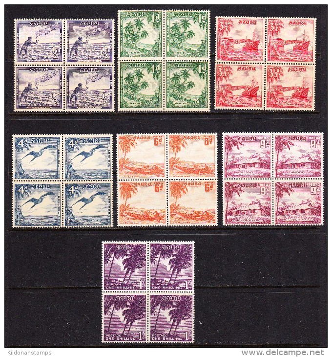 Nauru 1954-65 Mint No Hinge, Blocks, Sc# , SG 48-54 - Nauru