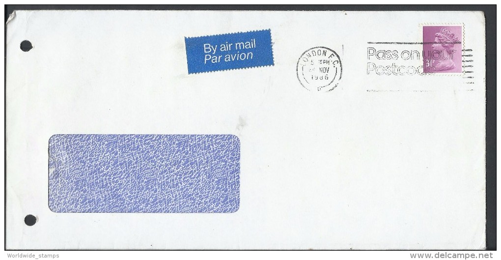 Great Britain Airmail 1971 31p Machins Postal History Cover Sent To Pakistan. - Brieven En Documenten