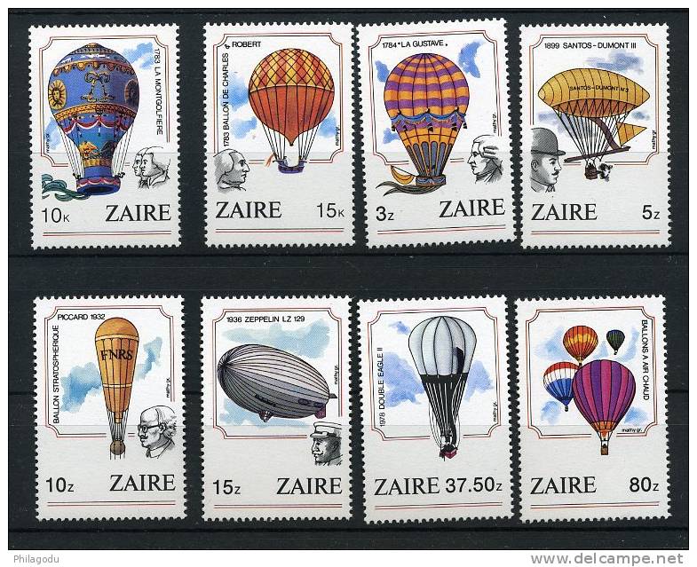 Zaire 6/198´     1245/1252**   200 Ans Du Vol En Ballon        Cote 14 € - Ungebraucht