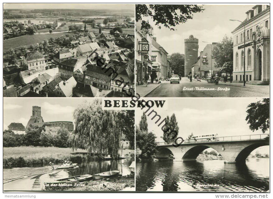 Beeskow - Ernst-Thälmann-Straße - Am Kleinen See - Spreebrücke - Foto-AK Großformat 1975 - Planet-Verlag Berlin - Beeskow