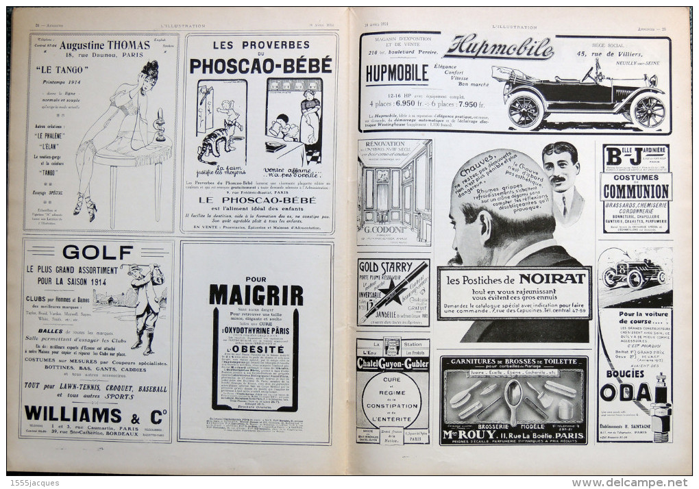 L'ILLUSTRATION N° 3712 / 18-04-1914 ÈZE MSOUN GOETHALS PANCHO VILLA LÉRINS NAPOULE MONTMARTRE RICHEPIN ROLAND GARROS