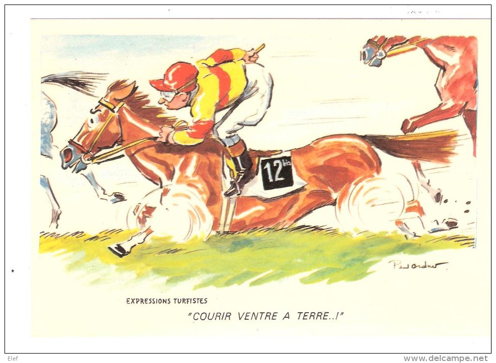 Humour Paul ORDNER : Expressions Turfistes " Courir Ventre à Terre " ; Jockey Et Cheval ; TB - Ordner, P.