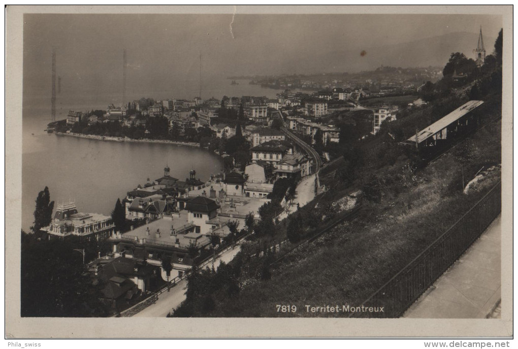 Territet-Montreux - FUNICULAIRE Train Bahn - Phototypie No. 7819 - Montreux