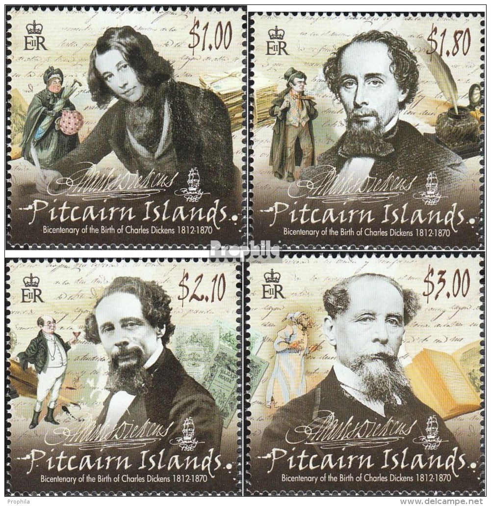 Pitcairn 869-872 (kompl.Ausg.) Postfrisch 2012 Charles Dickens - Pitcairninsel