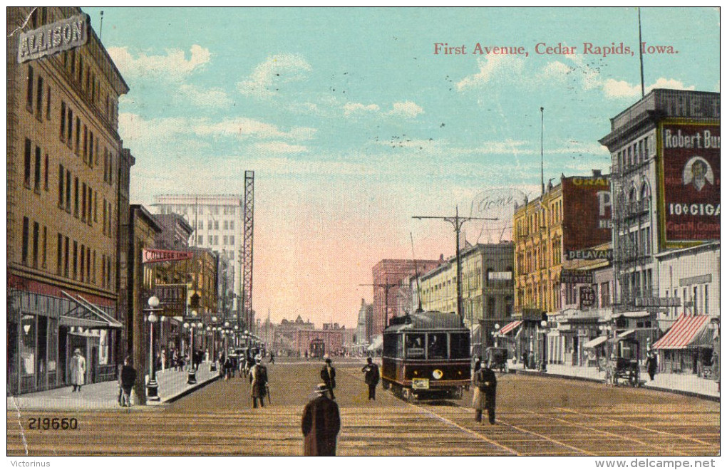 FIRST AVENUE - CEDAR RAPIDS  -  Juin 1915  -  TRAMWAY - - Cedar Rapids