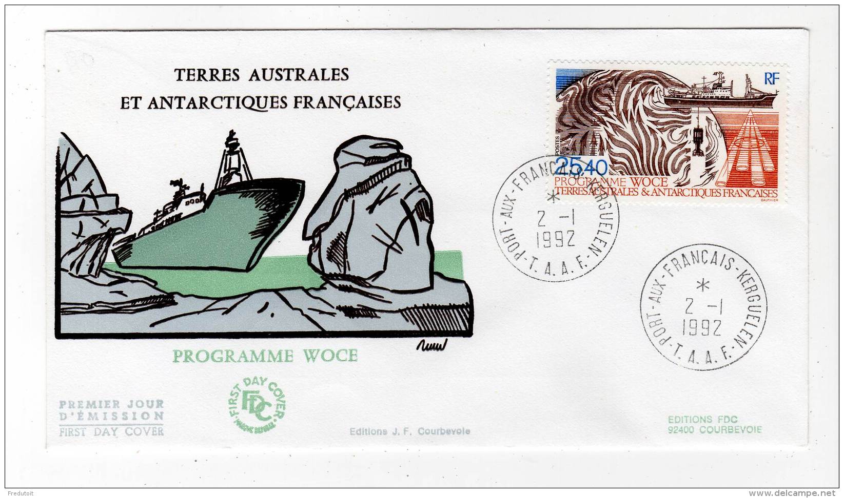 FDC - TAAF - 1992 - N° 170 - Programme WOCE - FDC