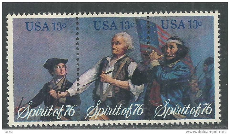 Etats-Unis N° 1077 / 79 XX Bicentenaire De L´Indépendace Des Etats-Unis,  Les 3 Valeurs En Triptyque Sans Charnière TB - Unused Stamps