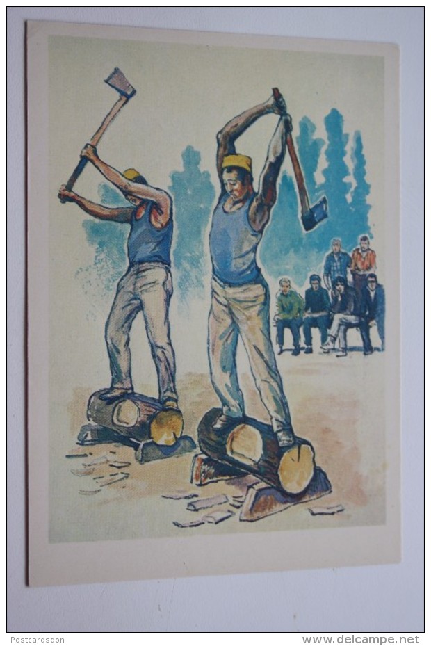 OLD USSR Postcard  - Lumberjack Celebration, National Game In Finland And Norway  -  - 1981 - Jeux Régionaux