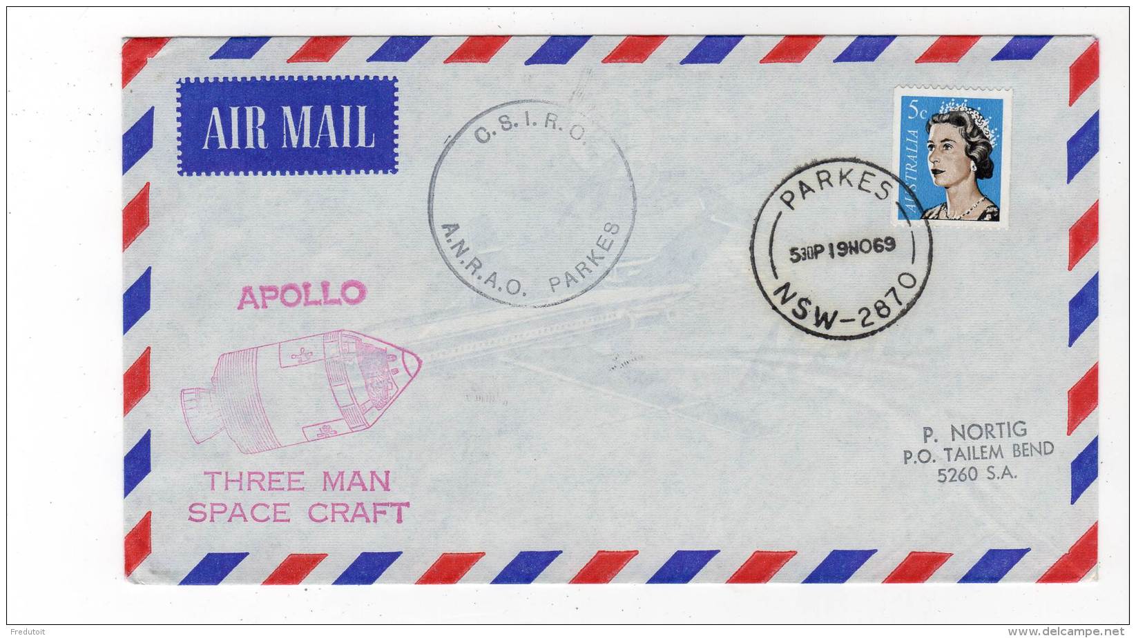 LETTRE/ESPACE - AUSTRALIE  - APOLLO 12 - 19/11/1969 - Oceania