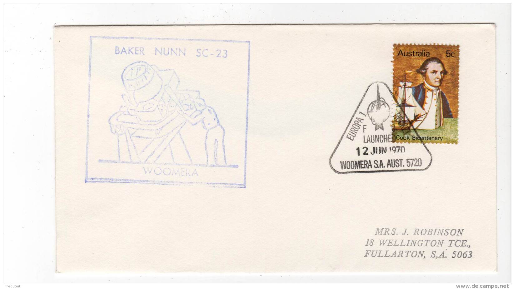 LETTRE/ESPACE - AUSTRALIE  - EUROPA 1 - 12/06/1970 - Océanie