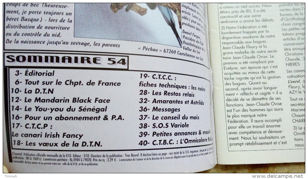 N°54 JANVIER 2003 - L' Envol Magazine De La Fédération Française D' ORNITHOLOGIE - OISEAUX - Animales