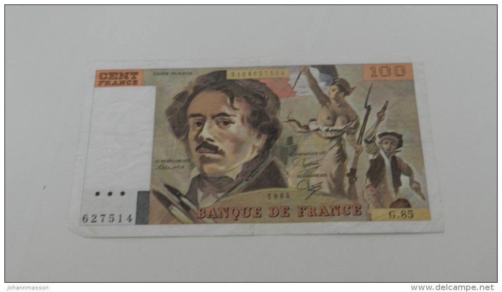 100 Francs   - 1984  - G85   -  627514 - 100 F 1978-1995 ''Delacroix''