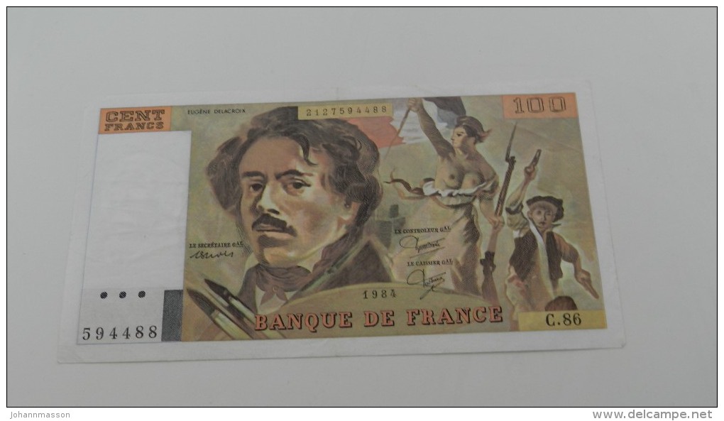 100 Francs   - 1984 - G86   -  594488 - 100 F 1978-1995 ''Delacroix''