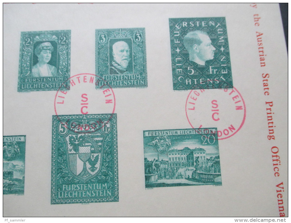 Liechtenstein Souvenir Sheets Österreich Staatsdruckerei Ausstellung London 1961 Sonderdruck /Vom Originalstich Gedruckt - Unused Stamps