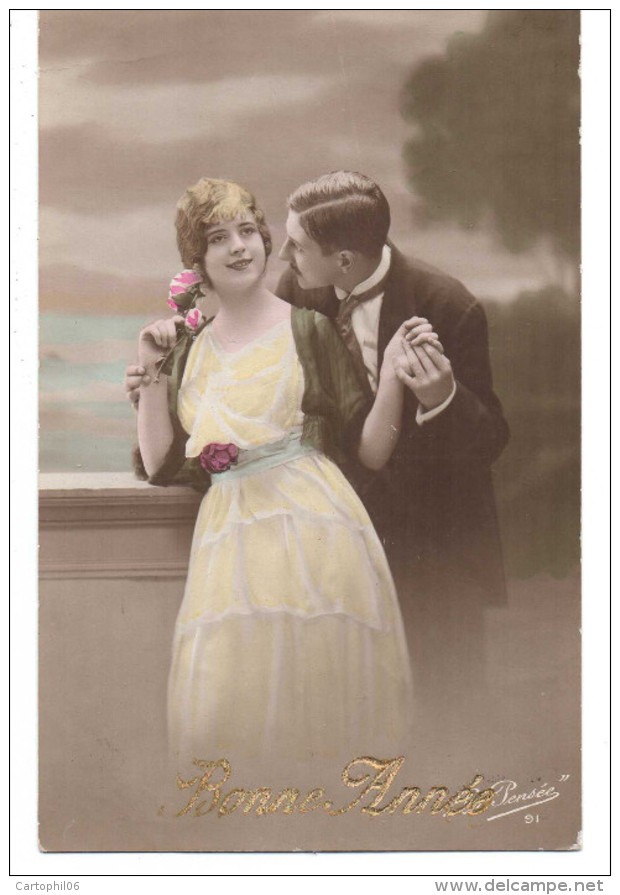 - FRANCE (couples) - CPA Ayant Voyagé Bonne Année 1915 - Série LA PENSEE 91 - - Couples