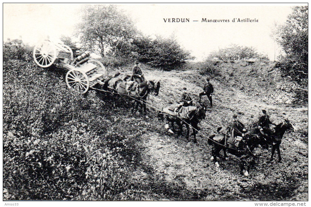 7143. LOT 2 CPA GUERRE 1914 WW1. 55 VERDUN. MANOEUVRE D'ARTILLERIE. - Verdun