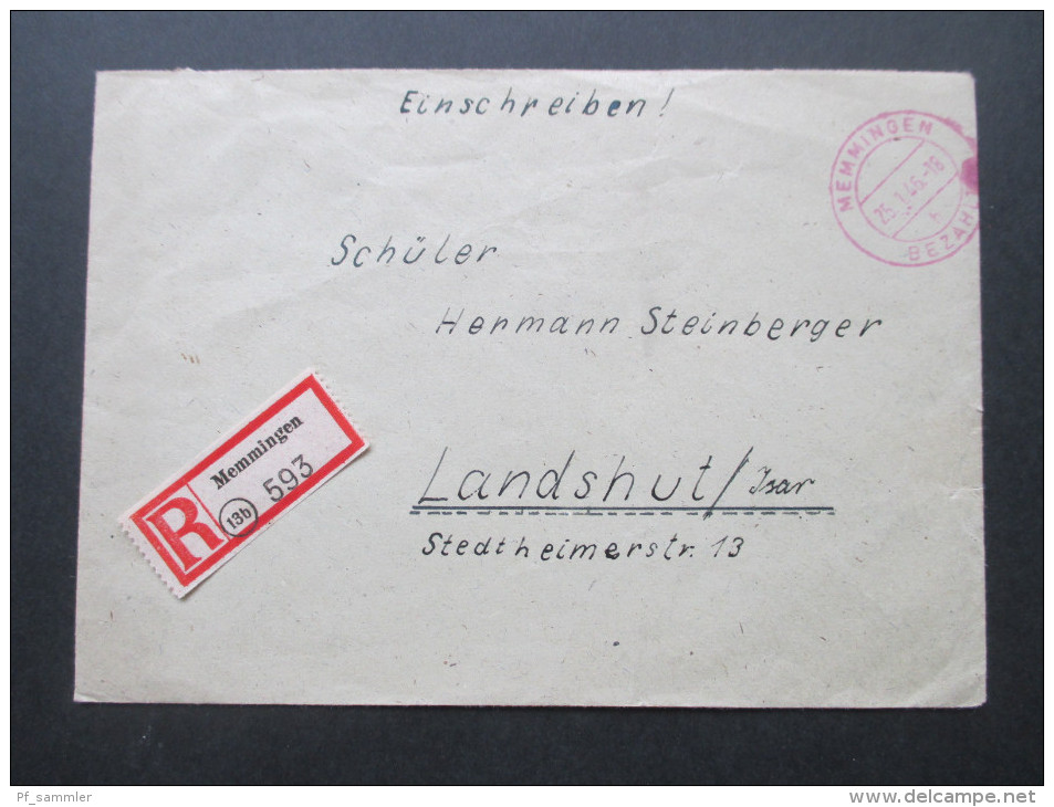 Alliierte Besetzung Barfrankierung / Notmaßnahme Zweikreisstempel C1h Memmingen Bezahlt. Violetter Stempel - Andere & Zonder Classificatie