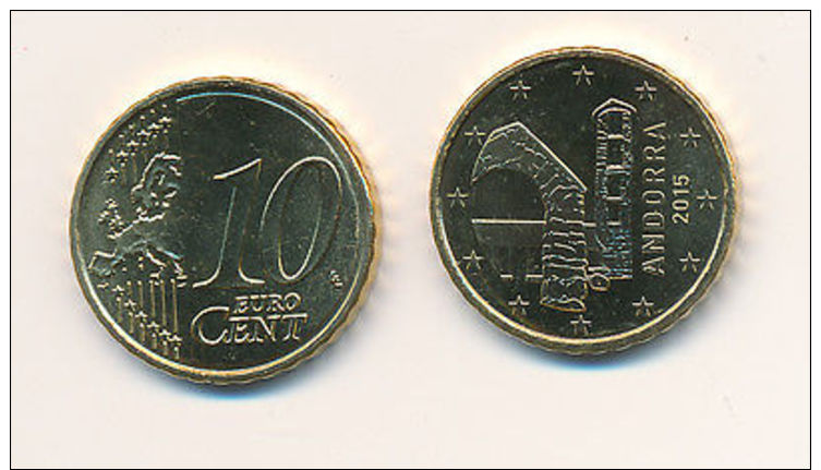 Andorra 2015 - ORIGINAL Amtliche 10 Cent Kursmünze - Stempelglanz Aus KMS - Vatican