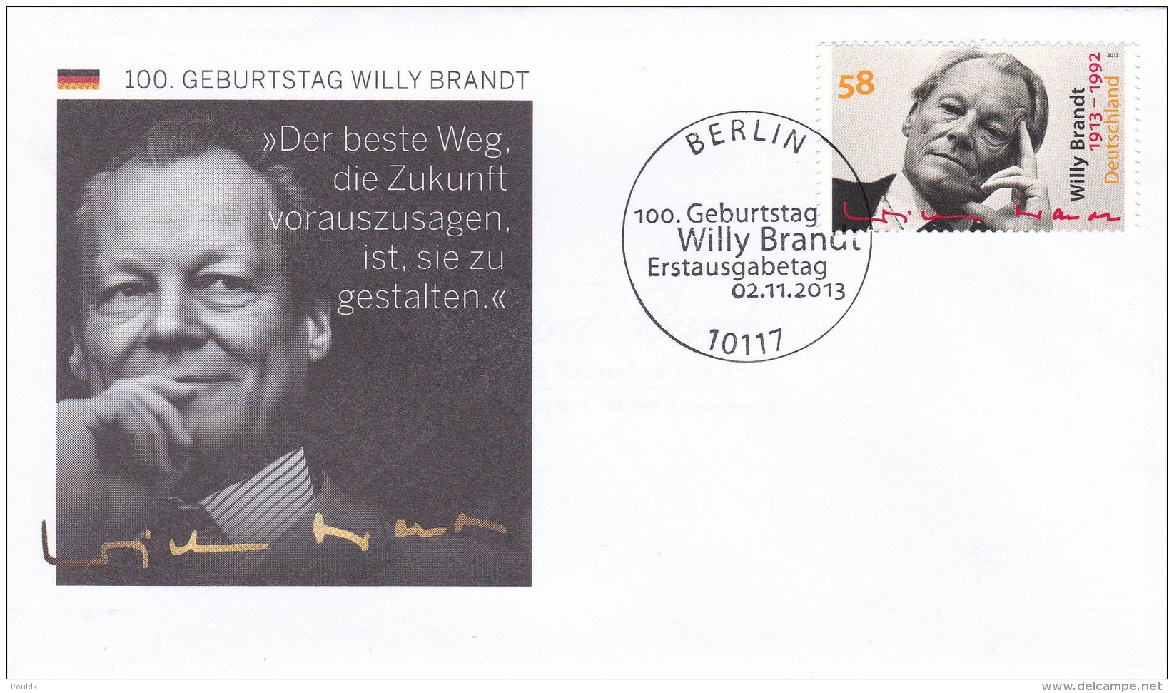 Germany FDC 2013 Willy Brandt  (SKO-11-14H) - Altri & Non Classificati