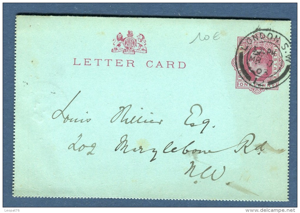 Grande - Bretagne - Entier Postal ( Carte Lettre ) De Londres En 1903 - Réf. S 36 - Stamped Stationery, Airletters & Aerogrammes