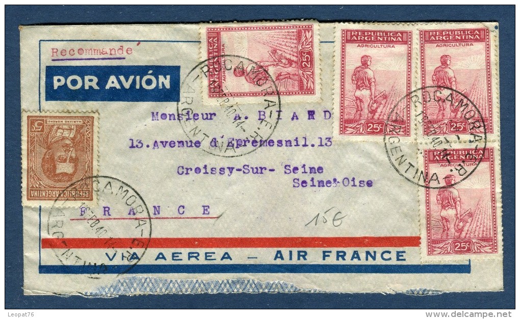 Argentine - Enveloppe En Recommandée De Rocamora Pour La France En 1940 - Réf. S 38 - Briefe U. Dokumente