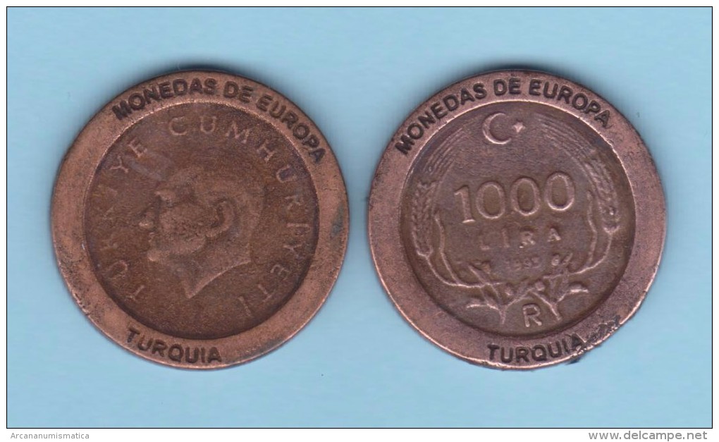 TURQUIA - 1.000 LIRAS 1.995 KM#1028 Colección  "MONEDAS DE EUROPA"  SC/UNC  Réplica  T-DL-11.518 - Turquia