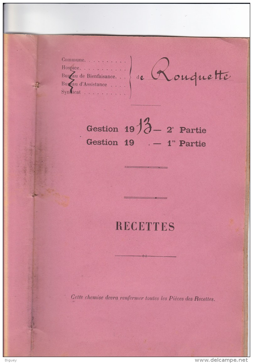 Album De Timbres Constitué De Chemises De Recettes Communes De La Dordogne-Eymet-Cogulot -Fonroque -Razac-Rouquette. - Autres & Non Classés