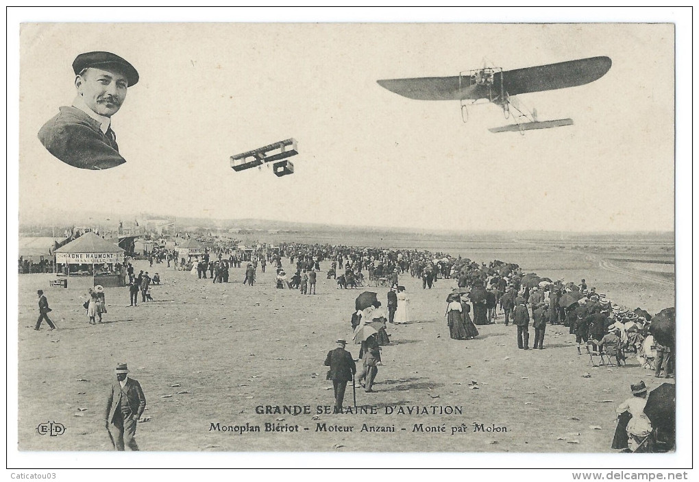 Léon MOLON (1881-1952) Sur Monoplan Blériot, Moteur Anzani - Grande Semaine D'Aviation 1910 - Belle Animation - Aviateurs