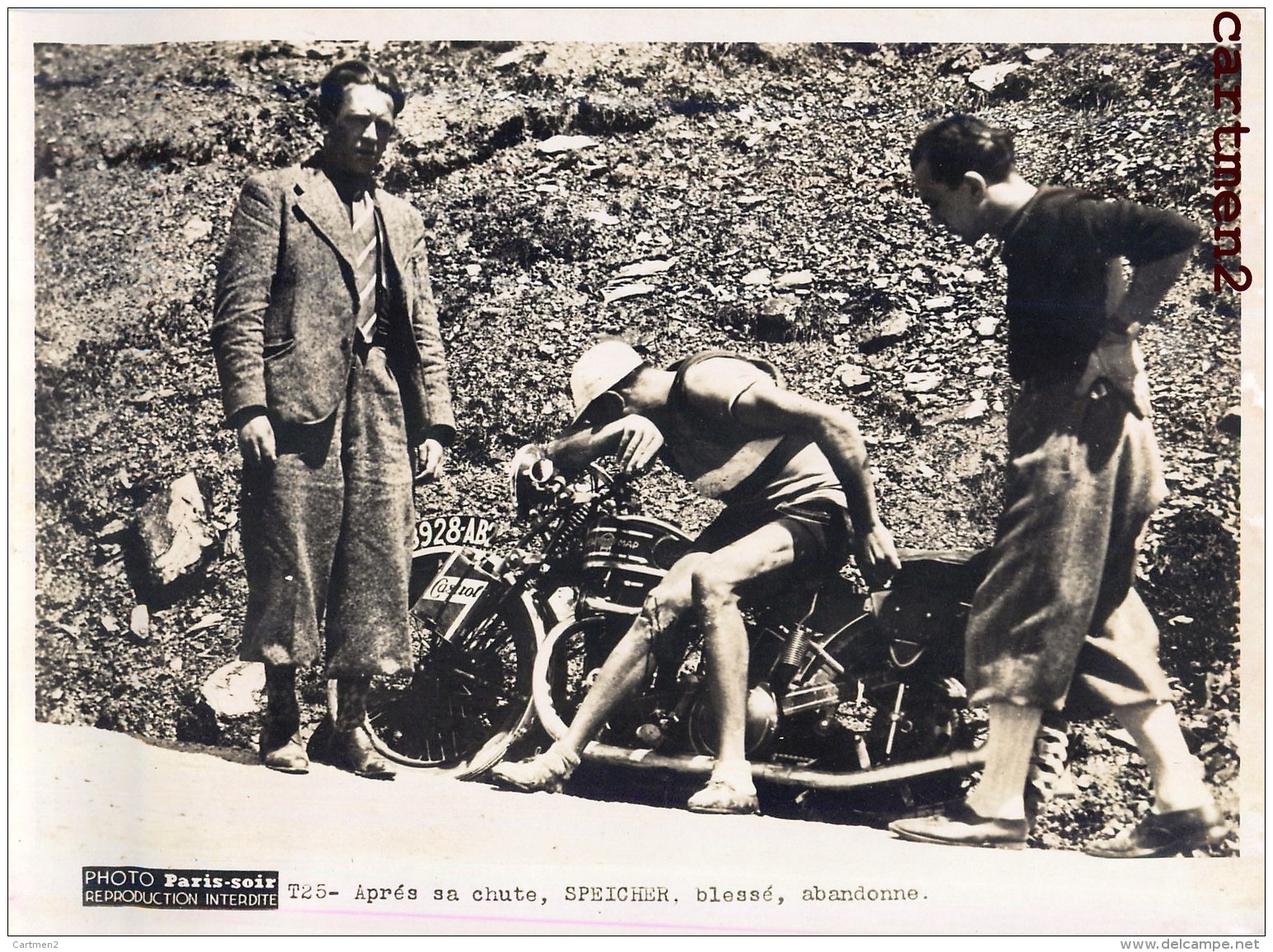 TOUR DE FRANCE APRES SA CHUTE SPEICHER BELSSE ABANDONNE MOTO CYCLISME CHAMPION CYCLISTE PHOTO PARIS-SOIR PRESSE - Cyclisme