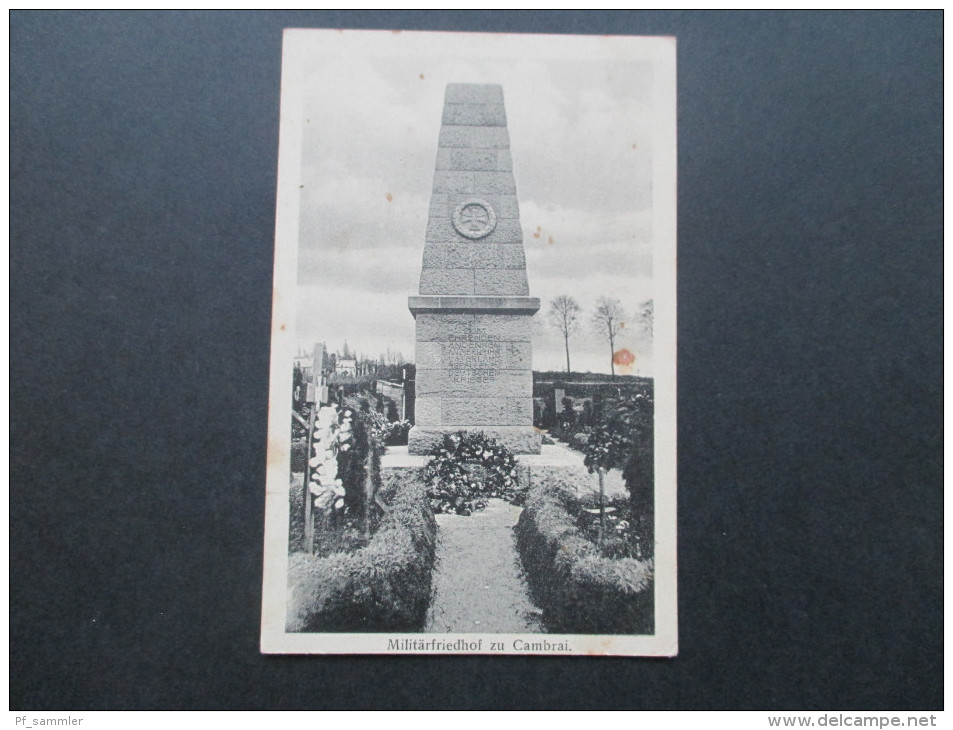 AK 1. WK. 1916 Militärfriedhof Zu Cambrai. Feldpostexp. 3. Bayer. Inf. Div. Feldpostkarte - Cambrai