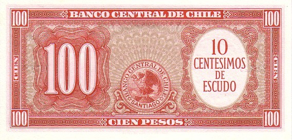 CHILI   10 Centimos/ 100 Pesos   Non Daté (1960-1961)   Pick 127a    ***** BILLET  NEUF ***** - Cile