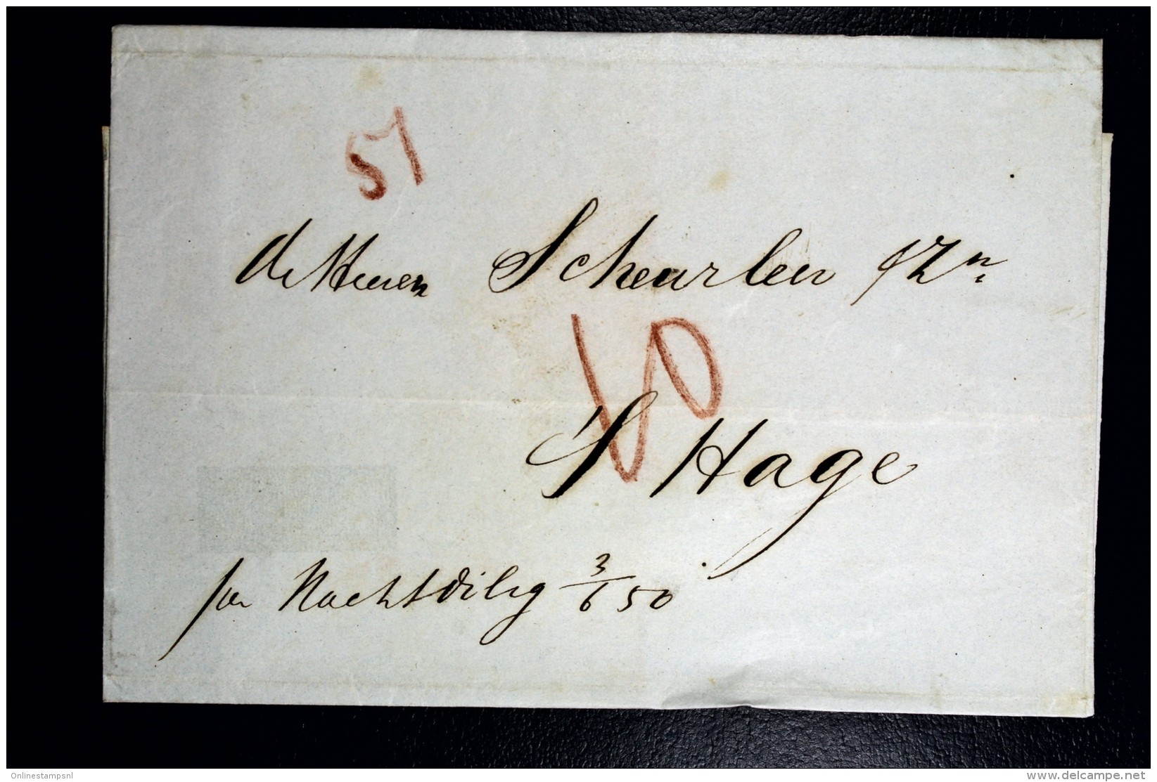 Netherlands Cover Amsterdam To The Hague Den Haag,  PER NACHT DILIGENCE  1850 - ...-1852 Préphilatélie