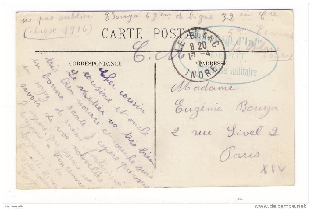 INDRE  /  LE  BLANC  /  LE  VIADUC  ( Avec 2 Trains ) /  Cachet Militaire  :  F.M.  Du  68 ème R.I. , Du 17 Avril 1916 - Le Blanc