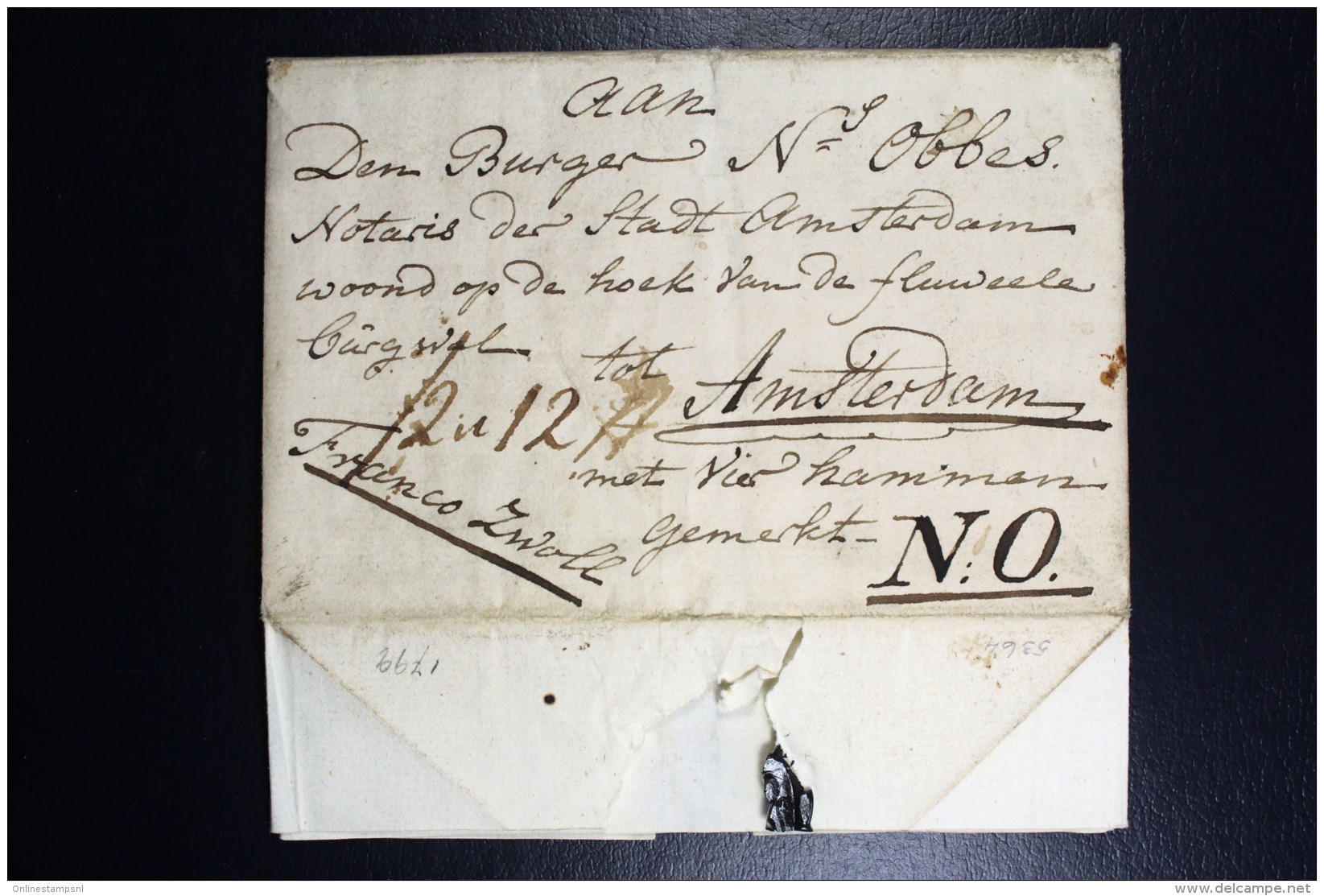 Complete Letter 1799  Franco Zwoll Naar Amsterdam Waszegel - ...-1852 Precursori