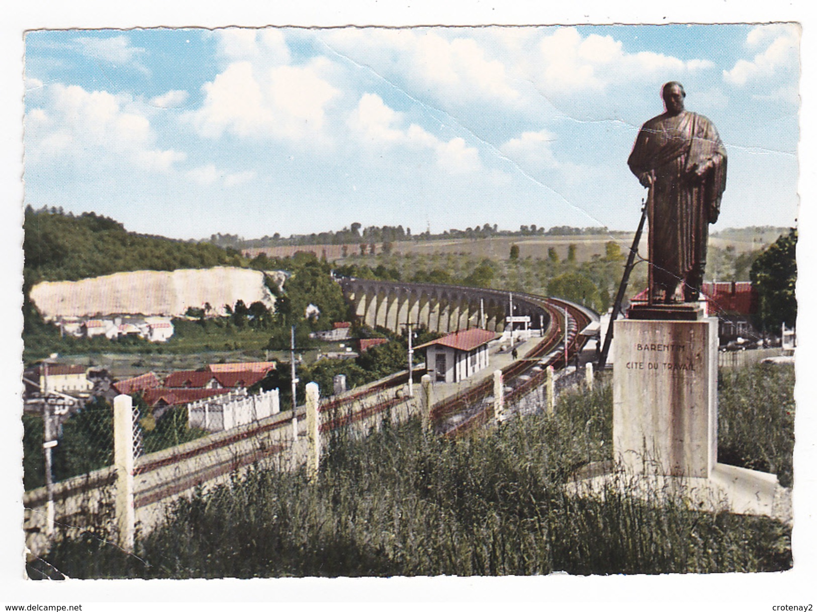 76 Barentin N°15 Vue Générale Voie Ferrée Gare Quais Viaduc Statue - Barentin