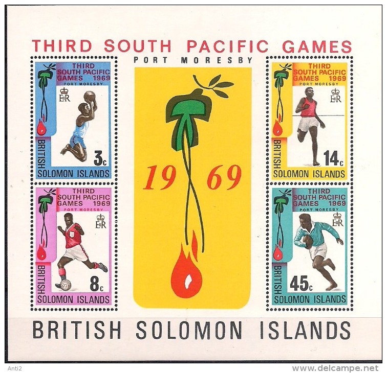 British Solomon Islands 1969  Sport,  Third Pacific Games, Port Moreby Mi  Bloc 1  MNH(**) - Iles Salomon (...-1978)