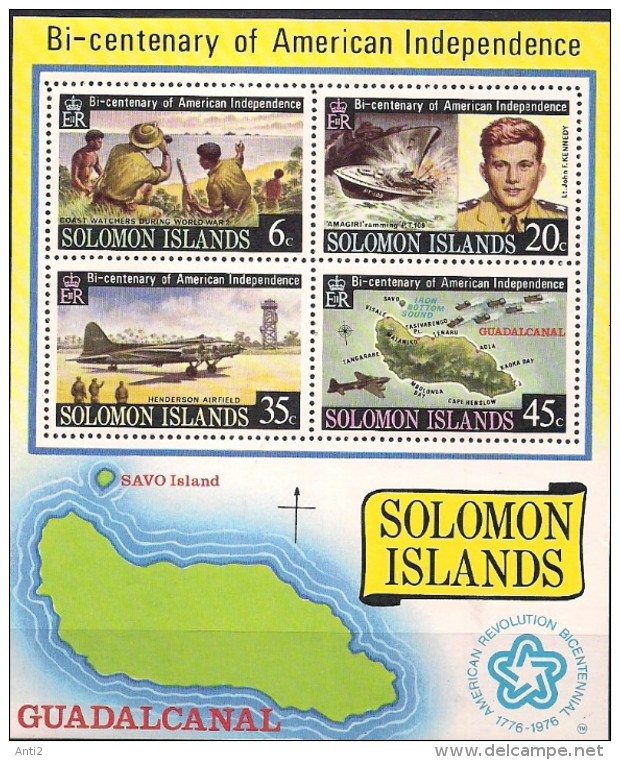 British Solomon Islands 1976  Bi-centenary Of American Independence  Mi  Bloc 5  MNH(**) - Iles Salomon (...-1978)