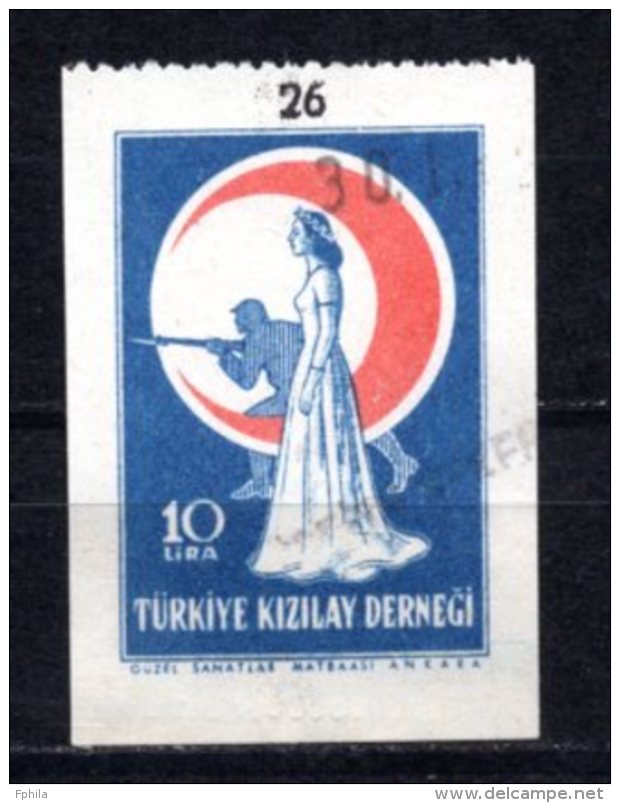 1946 TURKEY RED CRESCENT AID STAMP FISCAL USED - Wohlfahrtsmarken