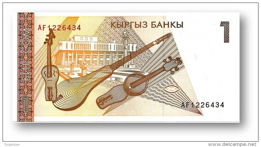 KYRGYZSTAN - 1 Som - ND ( 1994 ) - P 7 - UNC. - Série AF - Abdilas Maldibayeff - 2 Scans - Kirgizïe