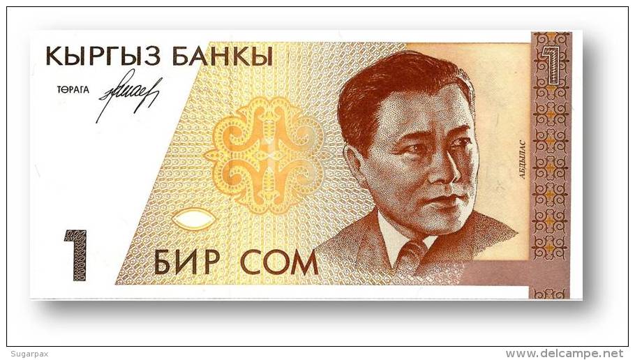 KYRGYZSTAN - 1 Som - ND ( 1994 ) - P 7 - UNC. - Série AF - Abdilas Maldibayeff - 2 Scans - Kyrgyzstan