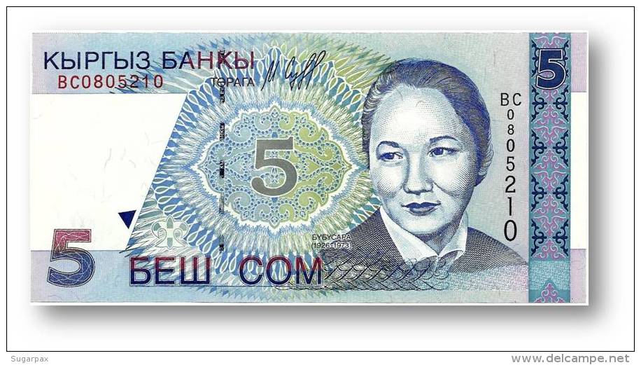 KYRGYZSTAN - 5 Som - 1997 - P 13 - UNC. - Série BC - B. Beishenaliyeva - 2 Scans - Kirgizïe