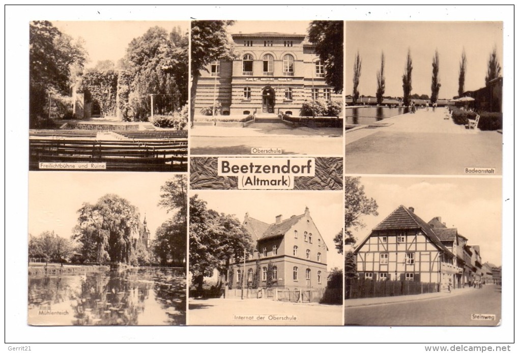 0-3582 BEETZENDORF, Steinweg, Badeanstalt, Internat, Oberschule, Freilichtbühne, Mühlenteich, 1960 - Beetzendorf