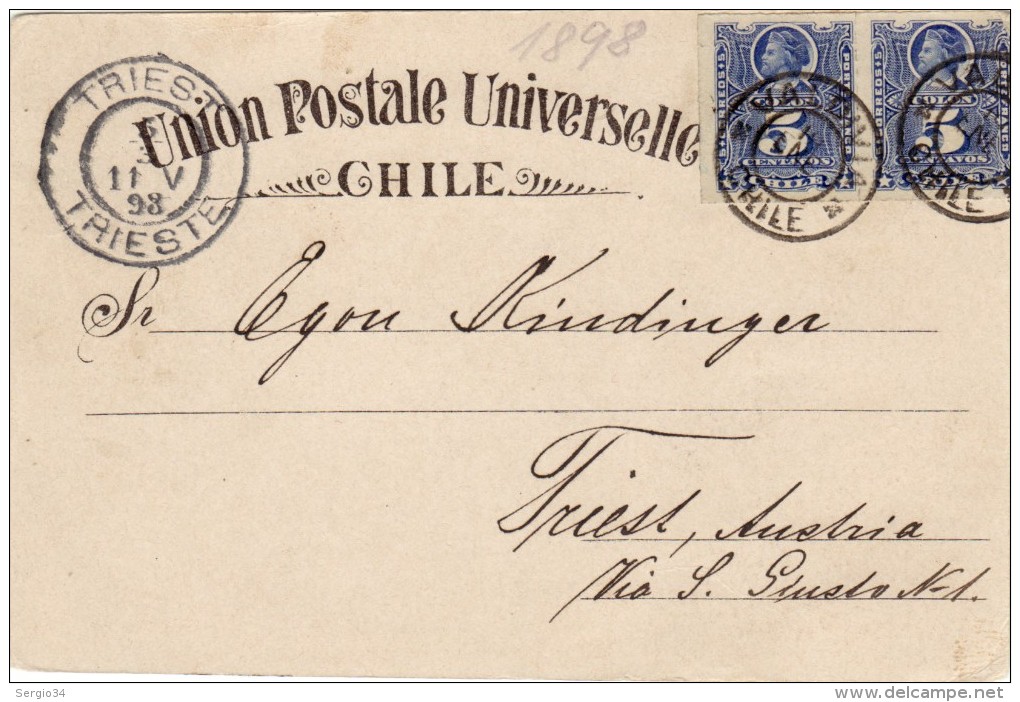 1898-gruss Da Santiago A Trieste - Cile